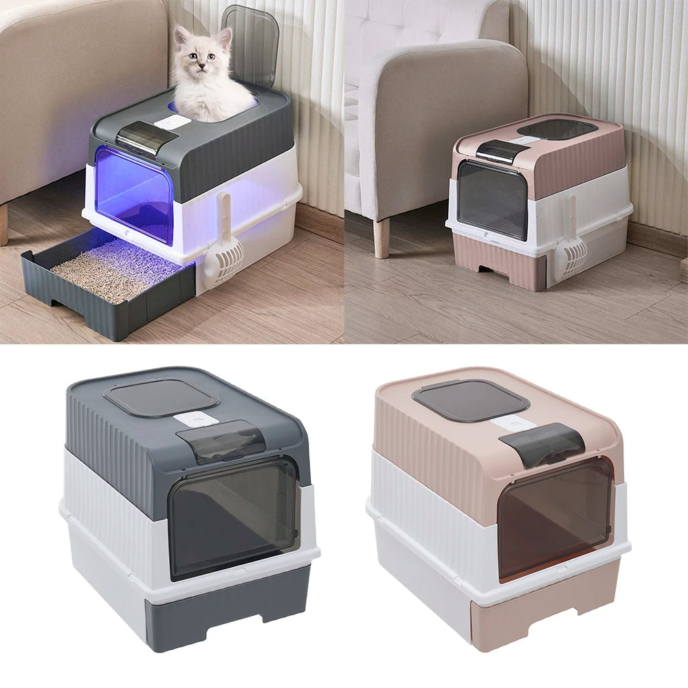 Tieker fully enclosed UV sterilizing cat litter box top entry splash-proof cat toilet large capacity