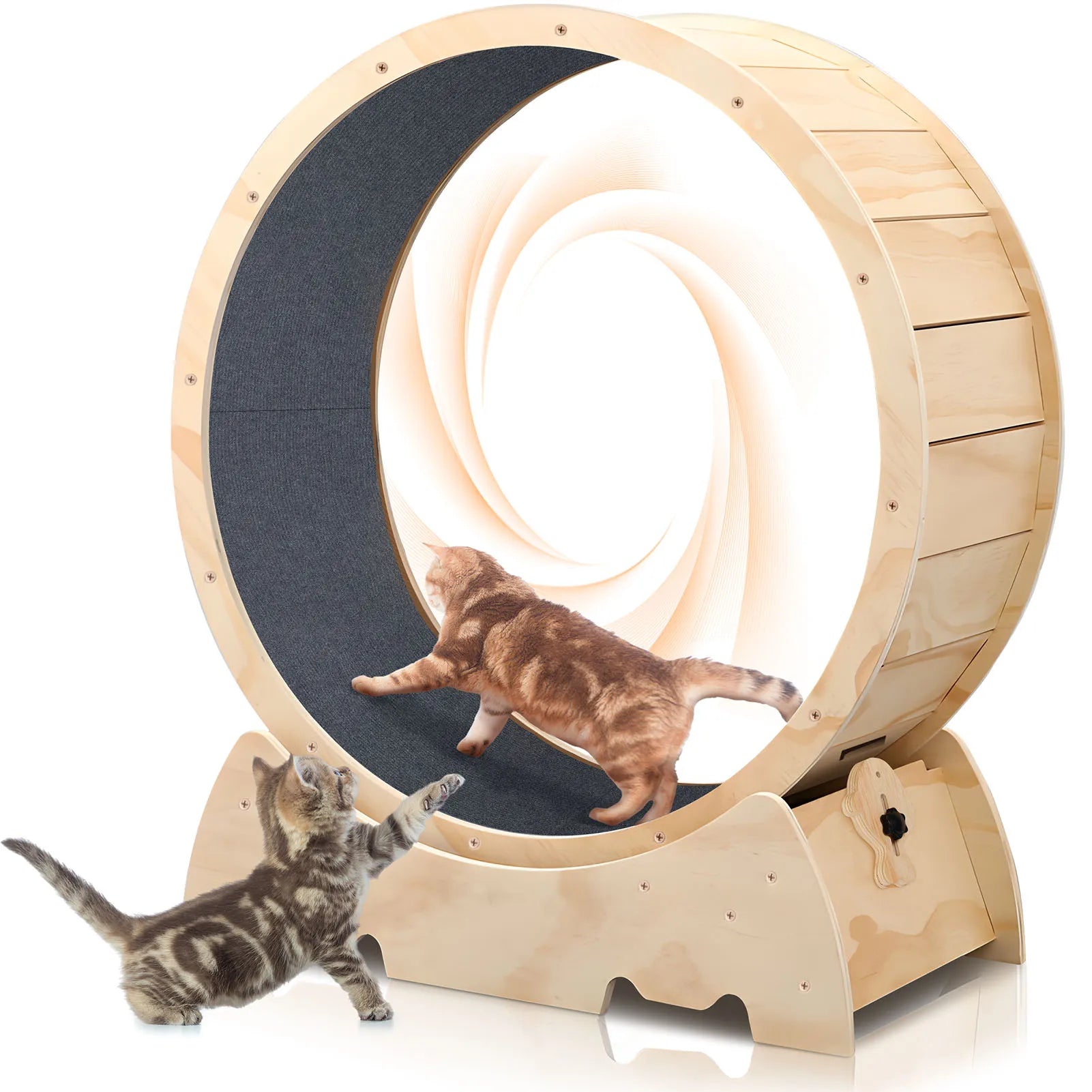 Solid Wood Cat Exercise Wheel – Heavy-Duty Indoor Running Wheel