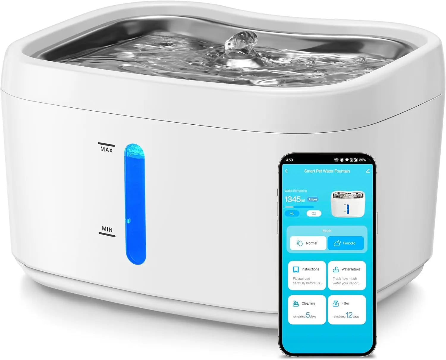 Cat water fountain with app PetWhiz