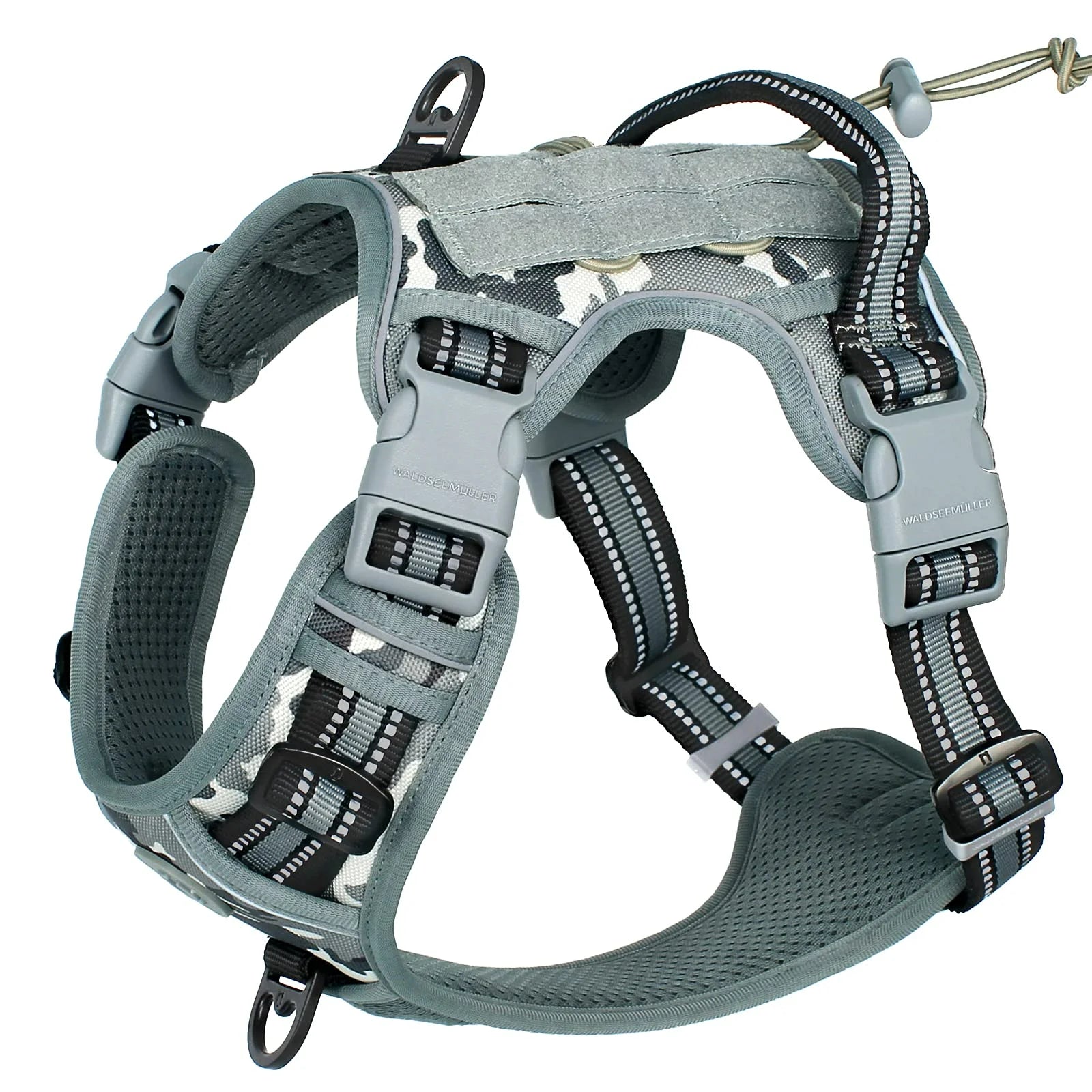 Tactical No Pull Dog Harness – Adjustable MOLLE Military Vest for Medium & Large Dogs, Reflective & Breathable Design