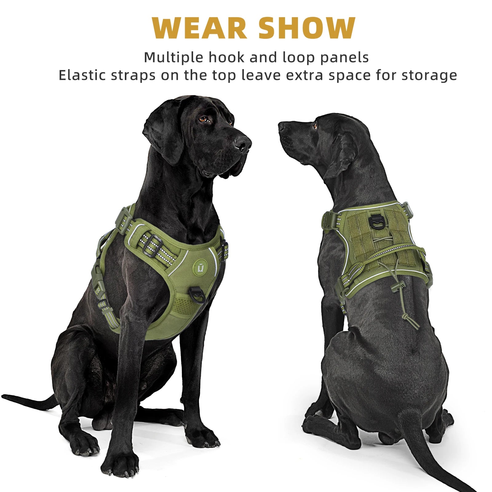 Tactical No Pull Dog Harness – Adjustable MOLLE Military Vest for Medium & Large Dogs, Reflective & Breathable Design
