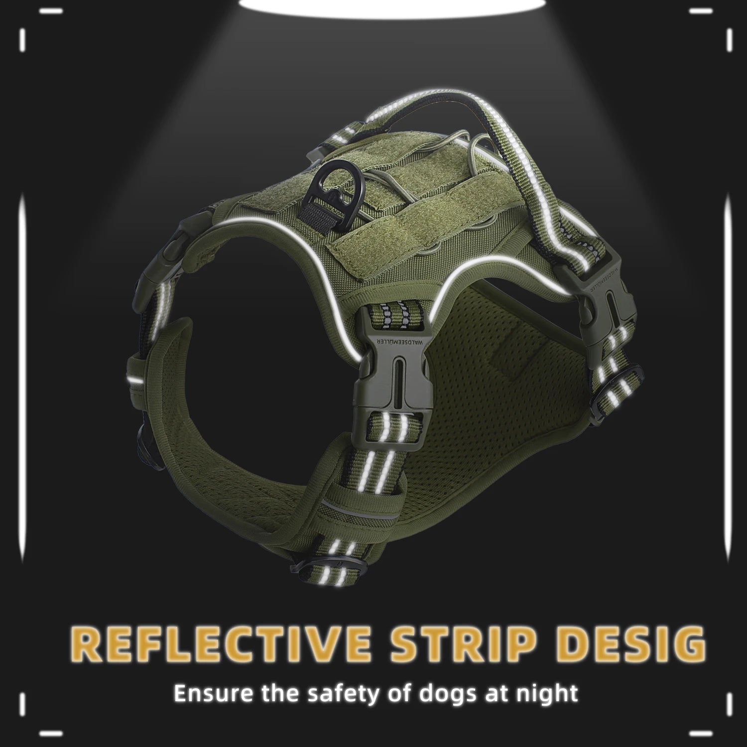 Tactical No Pull Dog Harness – Adjustable MOLLE Military Vest for Medium & Large Dogs, Reflective & Breathable Design