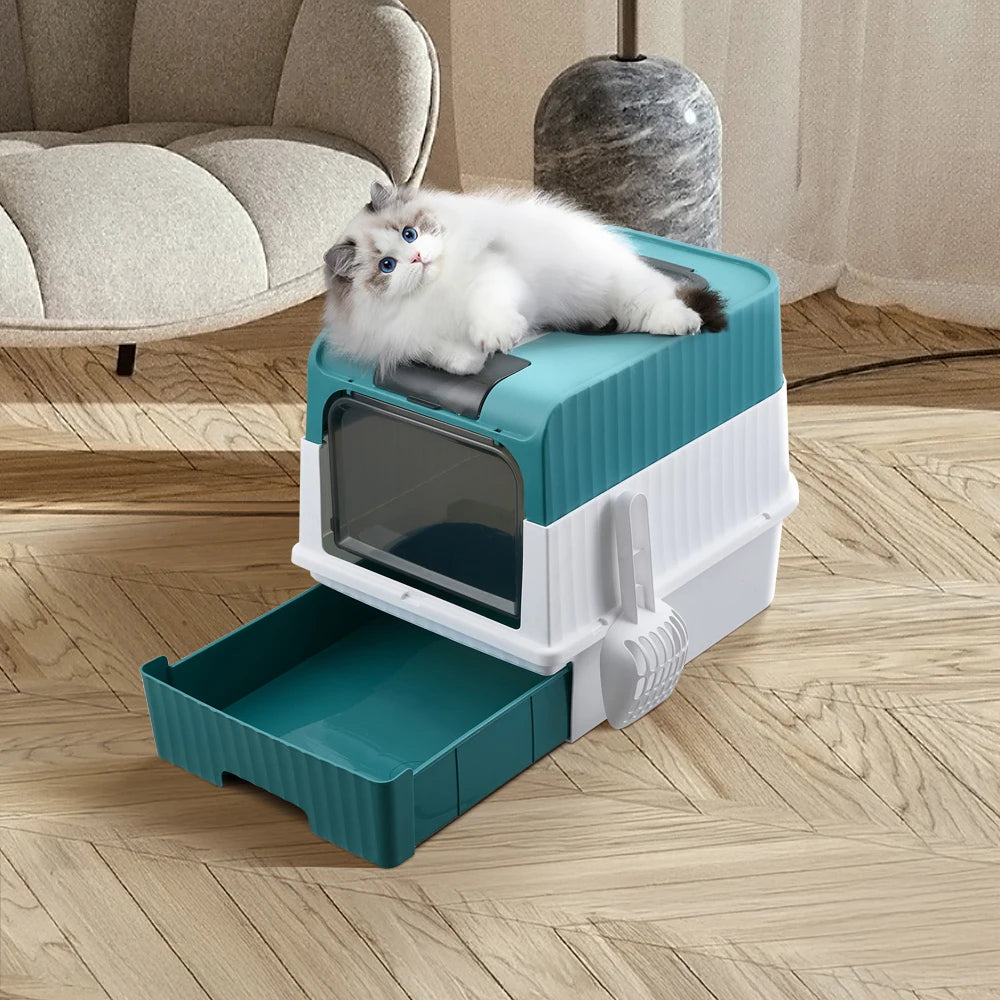 Tieker fully enclosed UV sterilizing cat litter box top entry splash-proof cat toilet large capacity