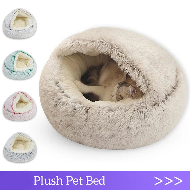 Soft Plush Pet Bed with Cover Round Cat Bed Pet Mattress Warm