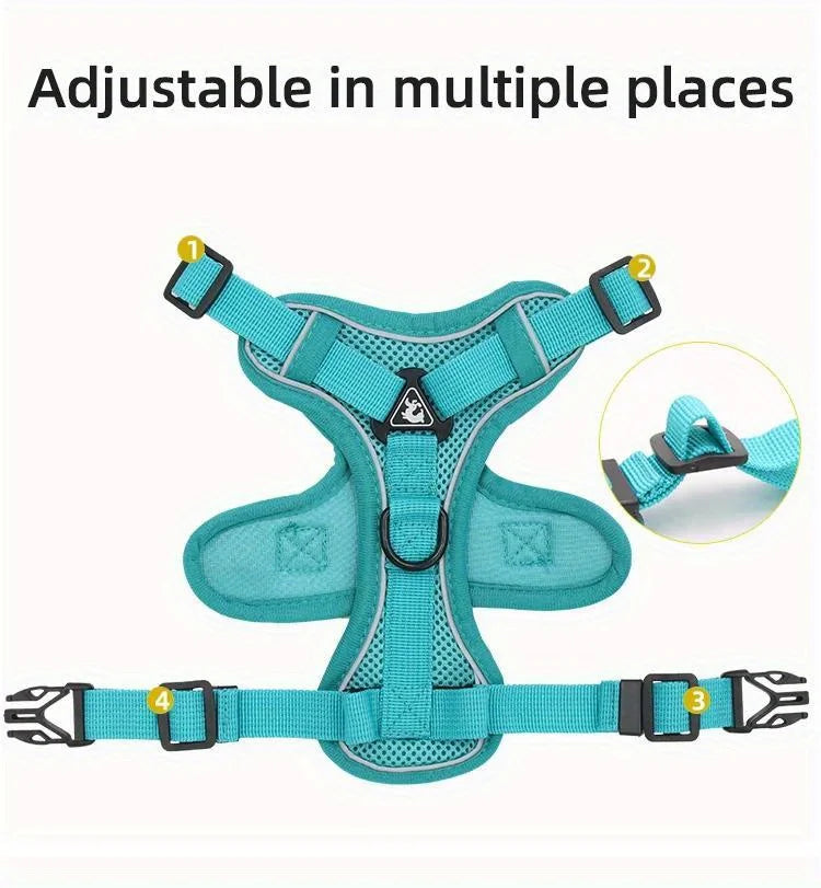No Pull Dog & Cat Harness and Leash Set – Adjustable Reflective Vest for Small Pets, Secure Chest Strap for Walking & Training