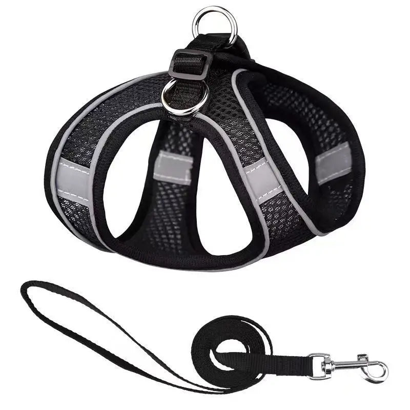 Dog Harness Leash Set for Small Dogs Adjustable Puppy Cat Harness Vest French Bulldog Chihuahua Pug Outdoor Walking Lead Leash