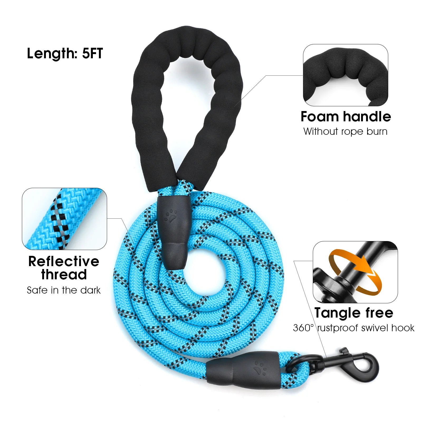 Escape Proof No Pull Dog Harness and Leash Set – Reflective, Adjustable, Soft Padded Vest with 5ft Leash for Small to Large Dogs