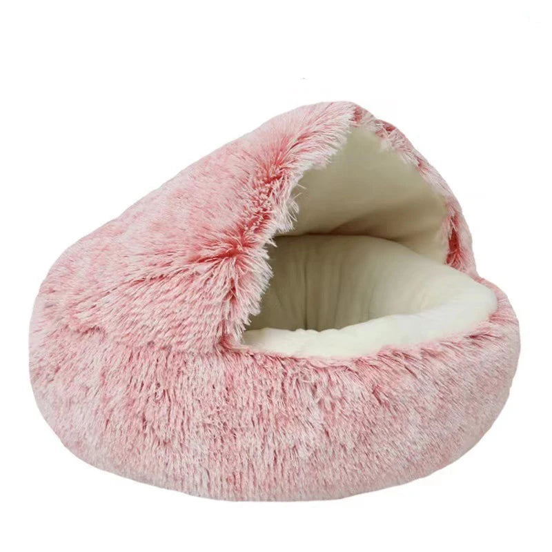 Soft Plush Pet Bed with Cover Round Cat Bed Pet Mattress Warm