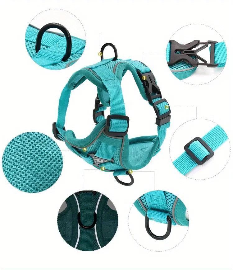 No Pull Dog & Cat Harness and Leash Set – Adjustable Reflective Vest for Small Pets, Secure Chest Strap for Walking & Training