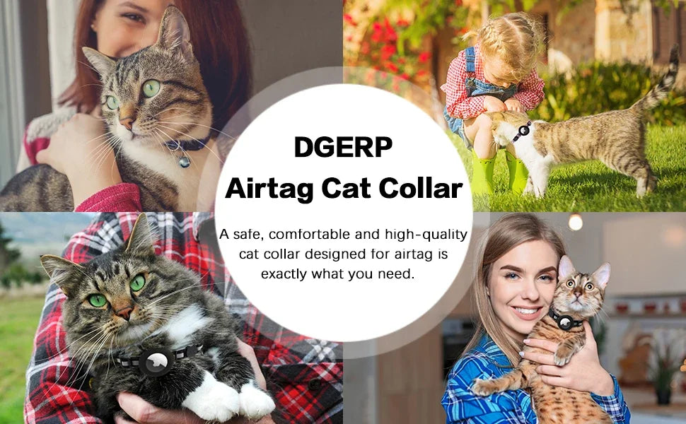 AirTag Cat Collar – Reflective Breakaway Kitten Collar with Apple AirTag Holder & Bell