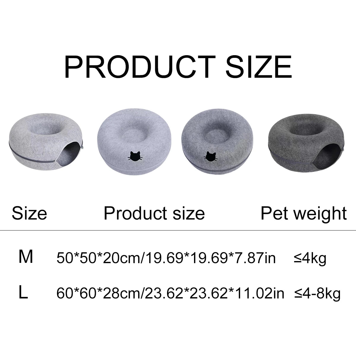 2-in-1 Felt Donut Cat Bed with Tunnel – Hideaway Cat House & Play Toy
