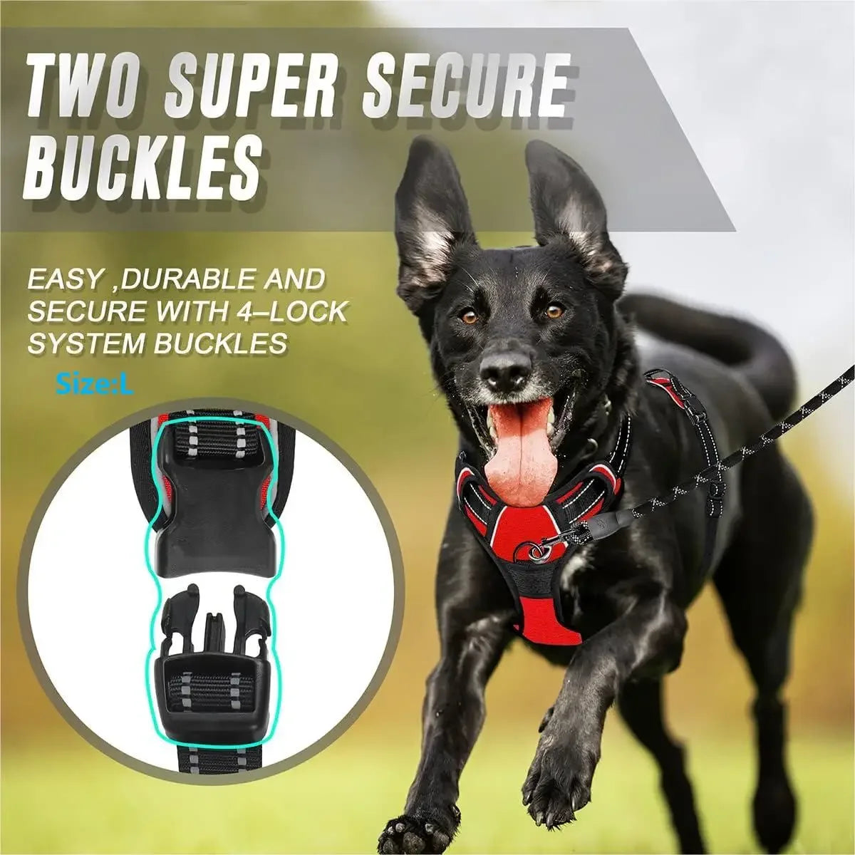 No Pull Dog Harness – Front Clip, Heavy Duty, Reflective with Easy Control Handle for Large Dogs