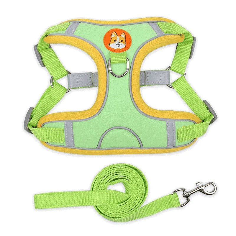 Adjustable Dog Harness and Leash Set – Reflective Vest for Small & Medium Dogs, Outdoor Puppy Chest Strap for Walking