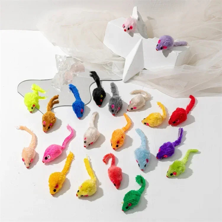 3-200 Pcs Rattle Cat Mouse Toys Also Prefilled Catnip Faux Fur Cat Toys Interactive Cat Game Catnip Toys for Cats Pet Products