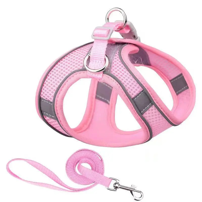 Dog Harness Leash Set for Small Dogs Adjustable Puppy Cat Harness Vest French Bulldog Chihuahua Pug Outdoor Walking Lead Leash