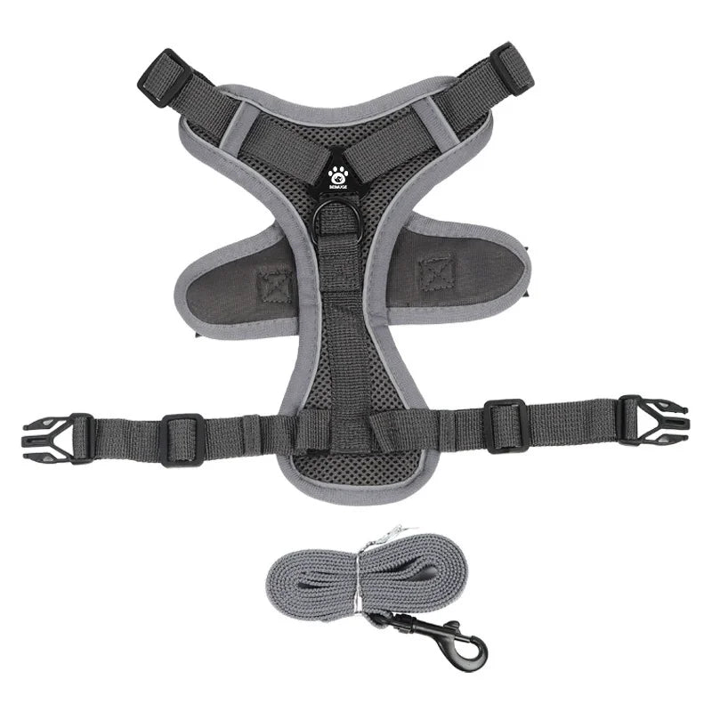 No Pull Dog & Cat Harness and Leash Set – Adjustable Reflective Vest for Small Pets, Secure Chest Strap for Walking & Training