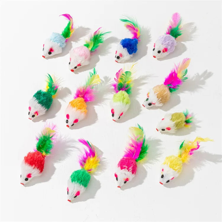 3-200 Pcs Rattle Cat Mouse Toys Also Prefilled Catnip Faux Fur Cat Toys Interactive Cat Game Catnip Toys for Cats Pet Products