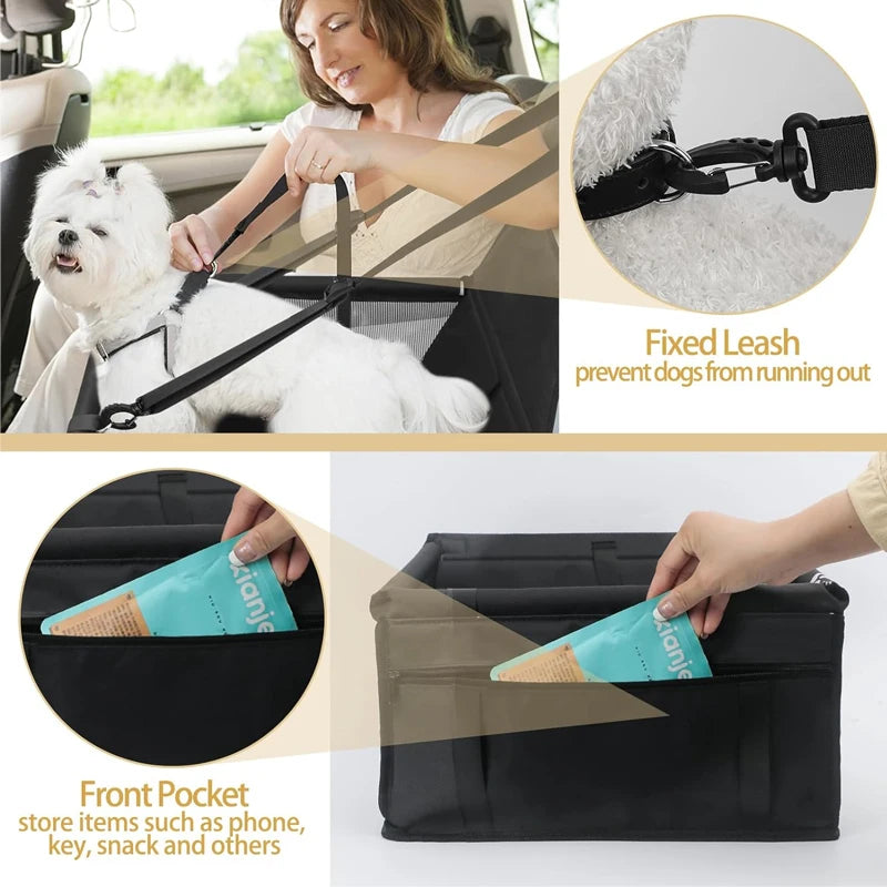 Waterproof Travel Dog Car Seat Carrier – Pet Booster Seat Hammock for Small & Medium Dogs and Cats