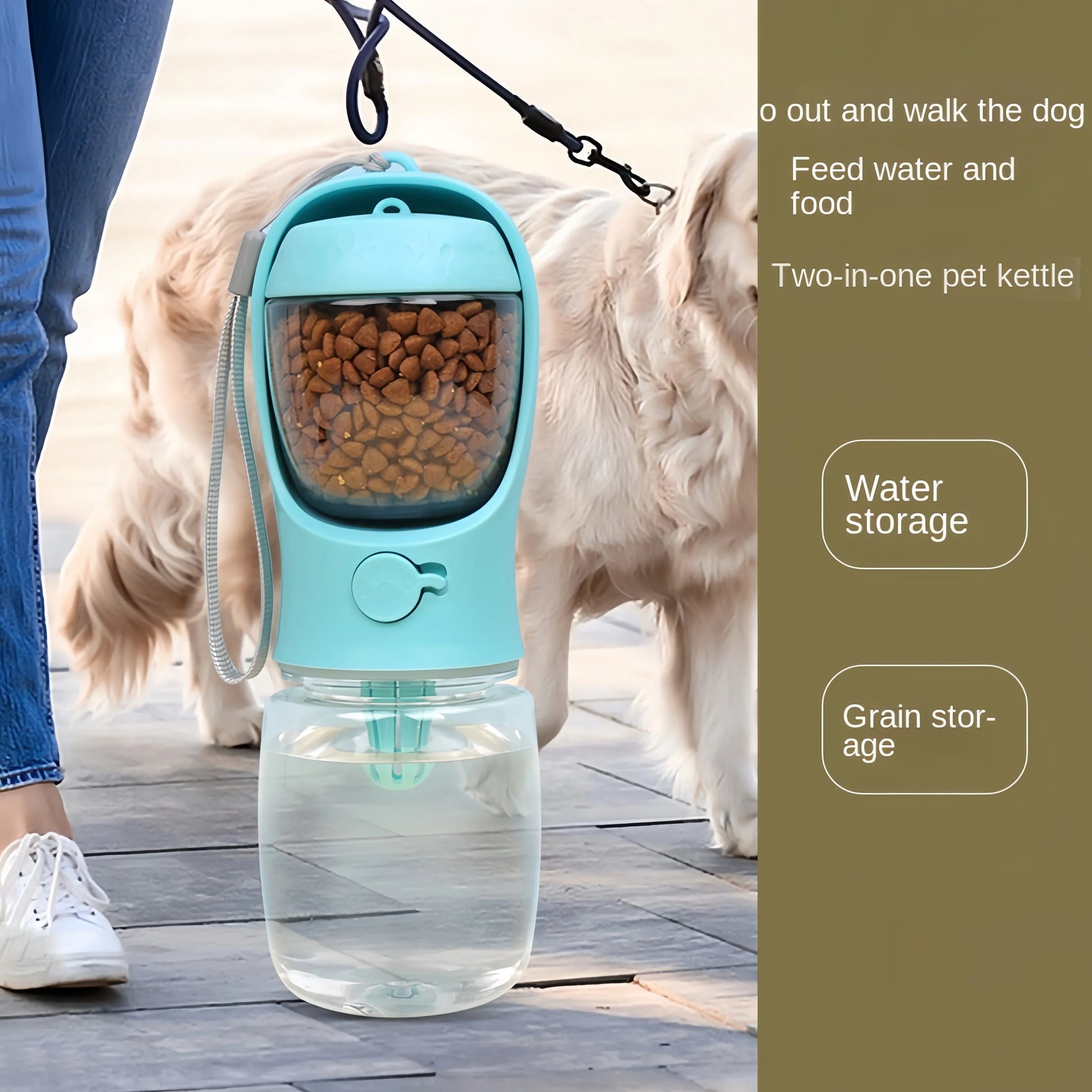 Portable Dog & Cat Water Bottle with Food Storage PetWhiz