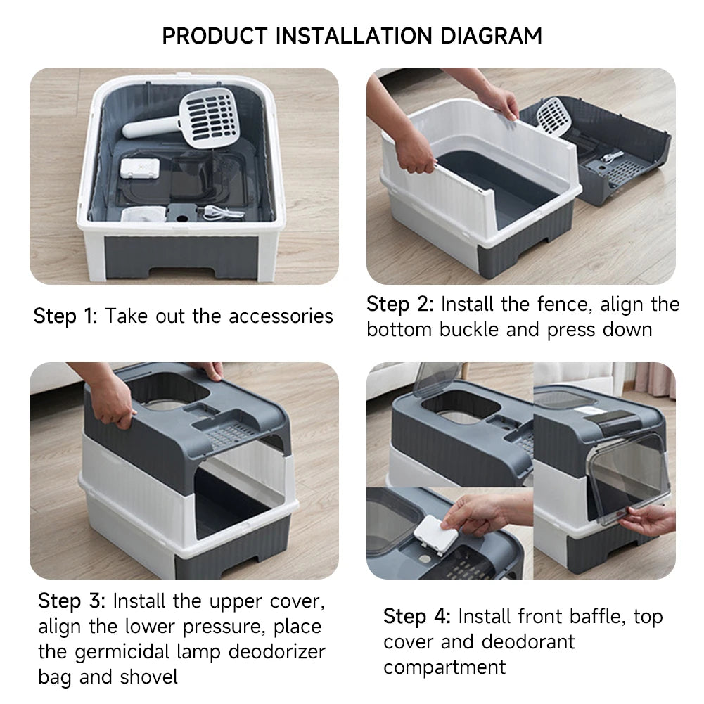 Tieker fully enclosed UV sterilizing cat litter box top entry splash-proof cat toilet large capacity