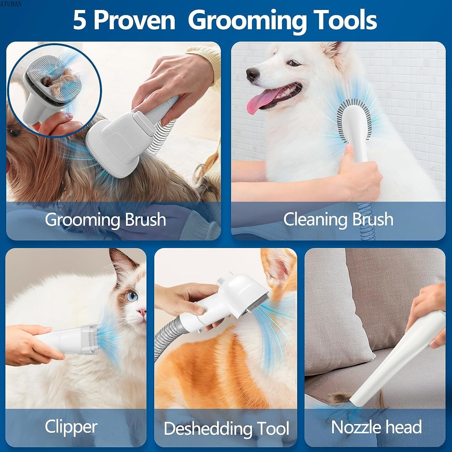 Dog Grooming Vacuum Kit – Pet Hair Vacuum Cleaner with Brush