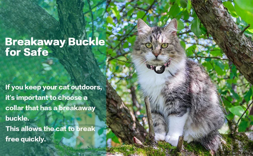 AirTag Cat Collar – Reflective Breakaway Kitten Collar with Apple AirTag Holder & Bell